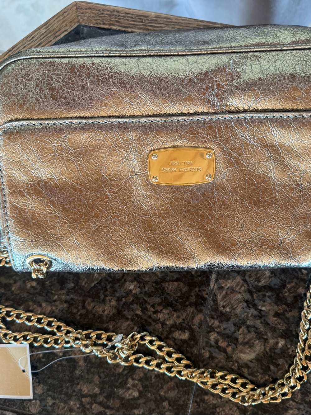 Michael kors brand new gold foil heavy chain purse
